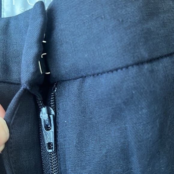 Pure Collection High Waisted Straight Silk Linen Navy Pant Size 4 - Picture 10 of 11